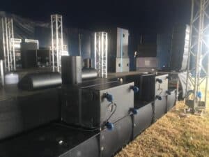 Sound equipment setup for performance at festival